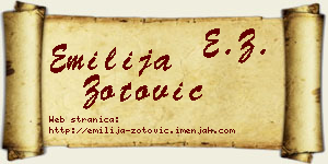 Emilija Zotović vizit kartica